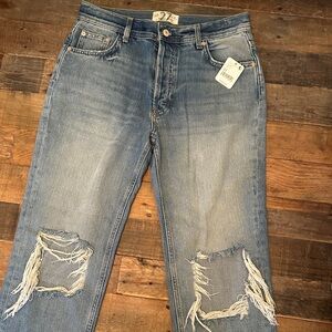 Free People Distressed Blue Jeans